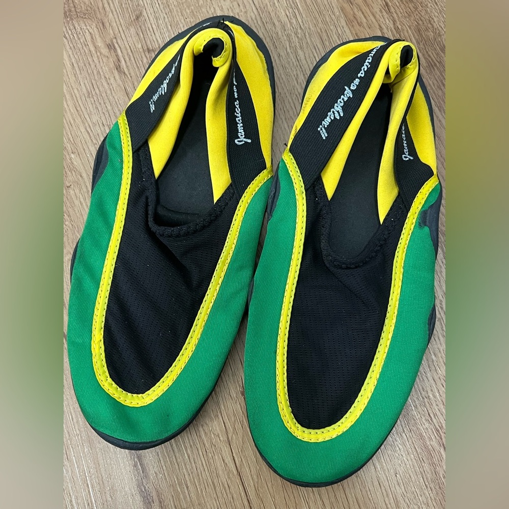 Jamaica Me Crazy Barefoot Shoes | Green Yellow Slip-On Minimalist | Vibram Sole